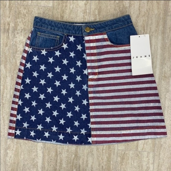 American Apparel Stars and Stripes Denim Skirt - Picture 1 of 8